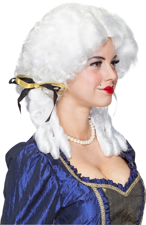 Baroque ladies' wig with bow, white