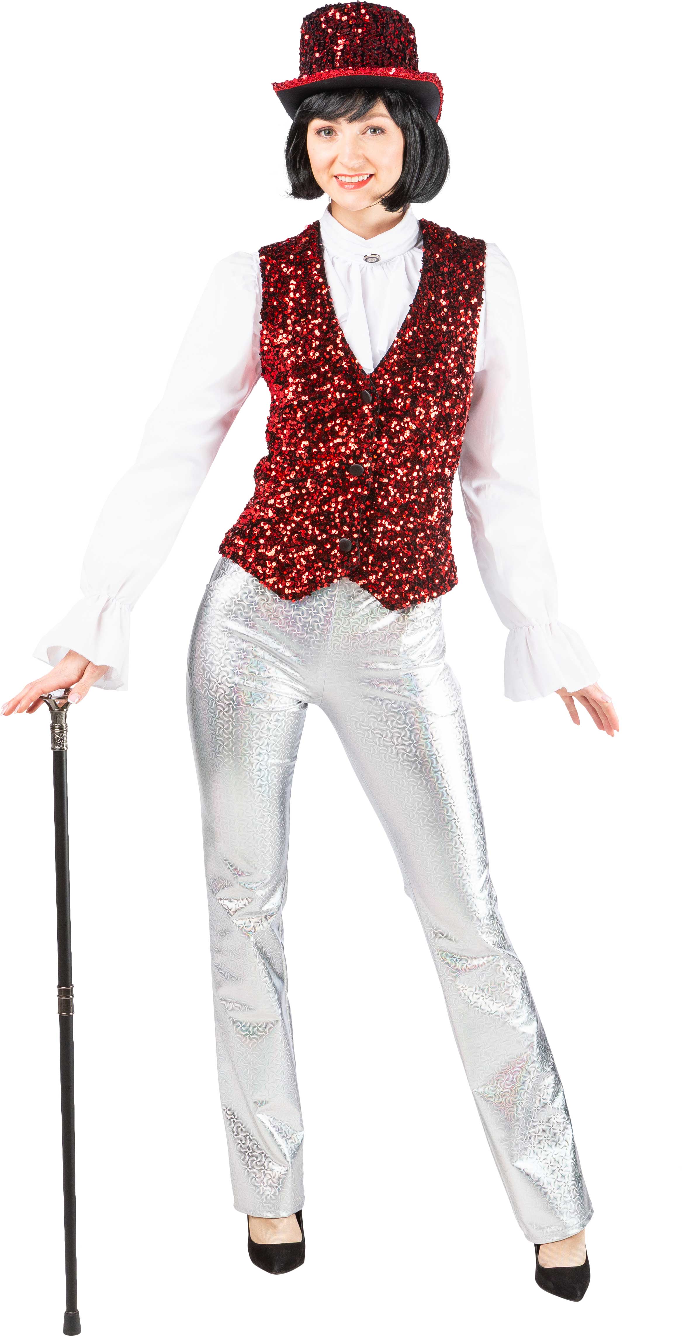 Women's sequinned waistcoat, red