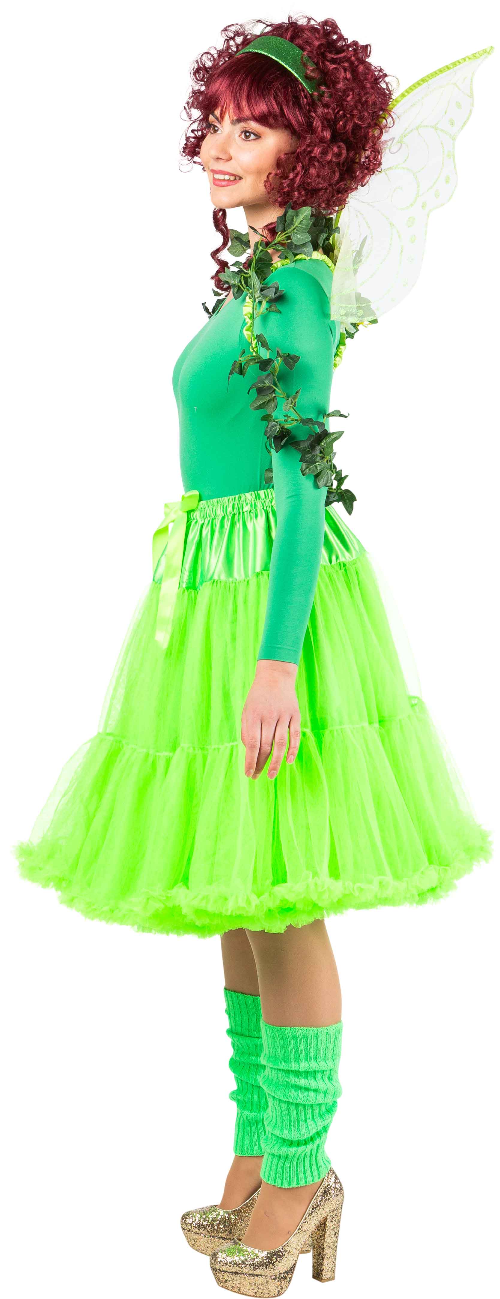 Long petticoat with a frill, neon green