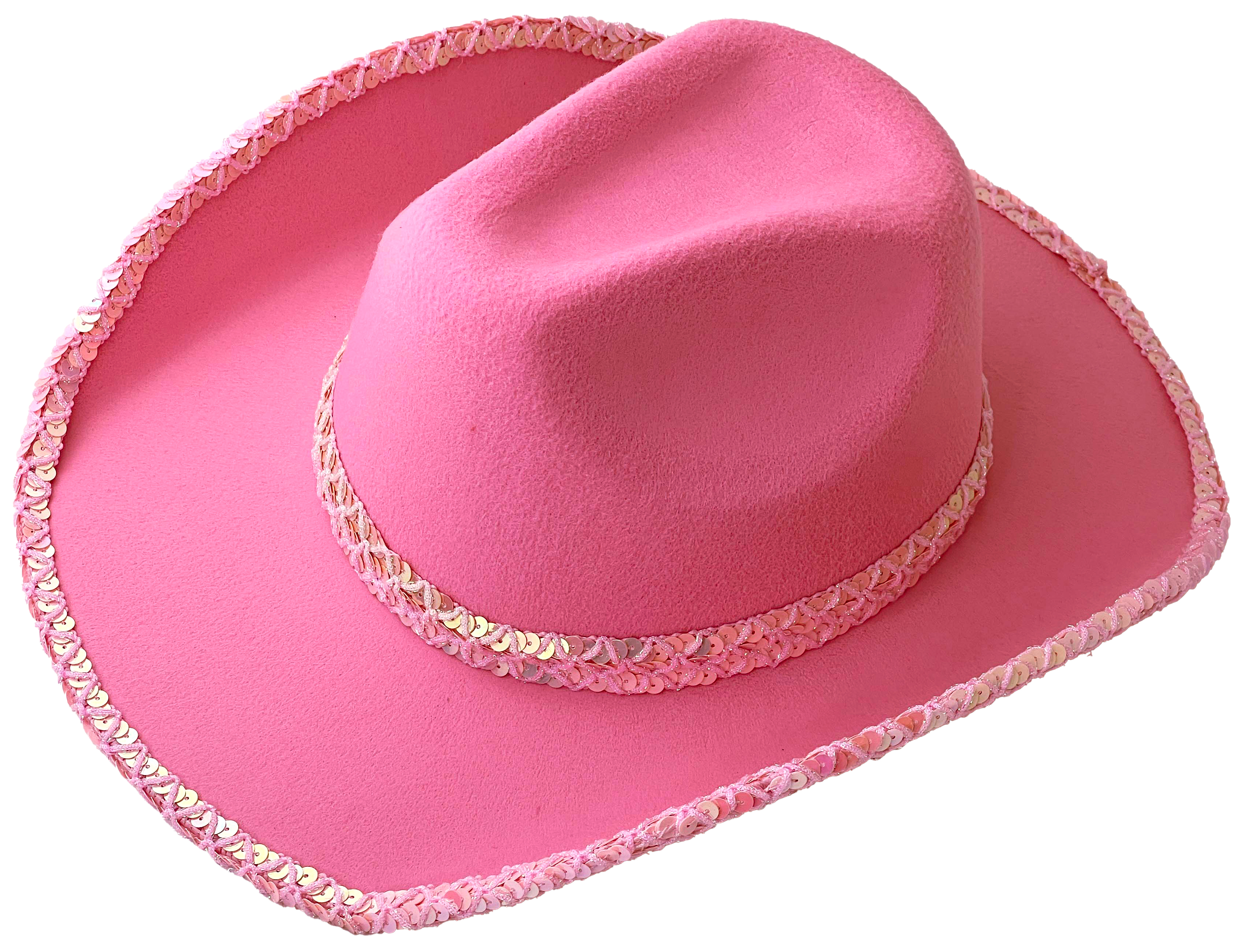 Cowboy hat, pink with sequined ribbon
