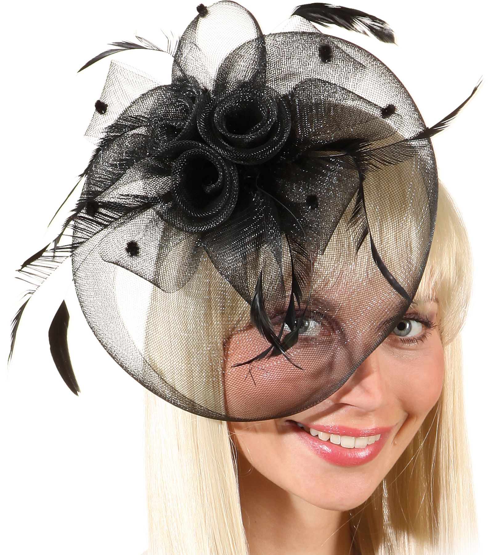 Headdress with tuck-in comb, black