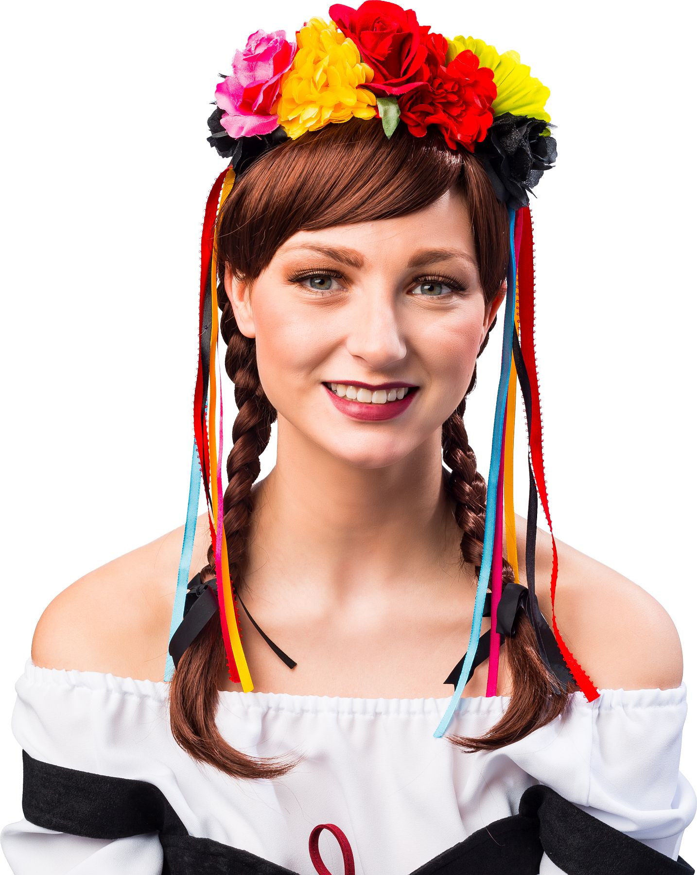 Hairband with flowers and colored ribbons 