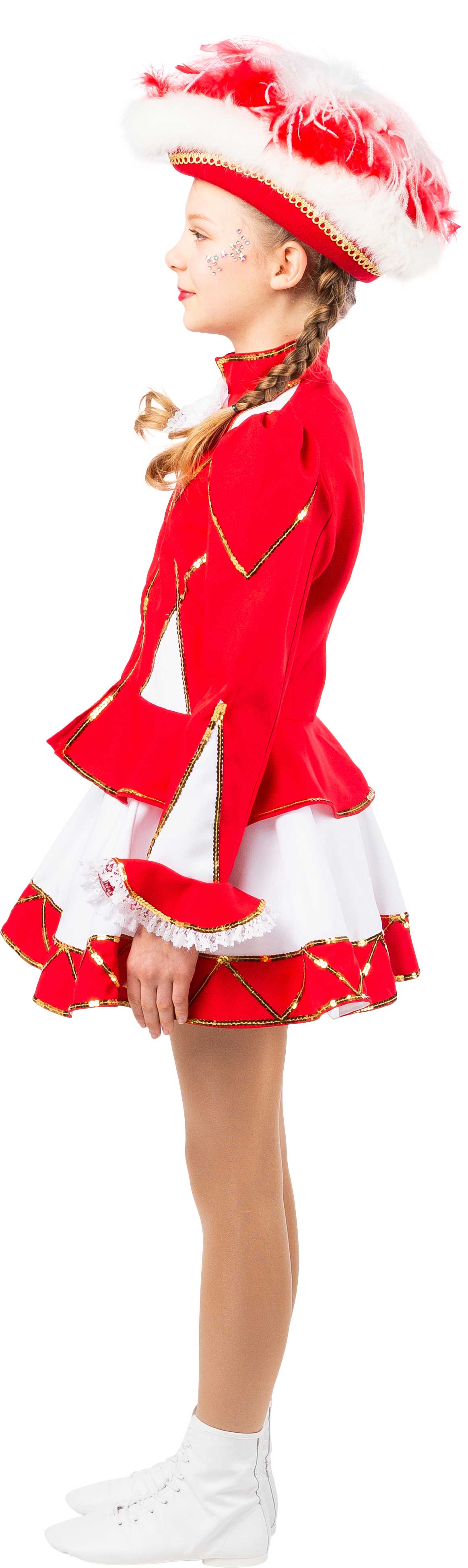 Sparkl costume, red-white with gold trim
