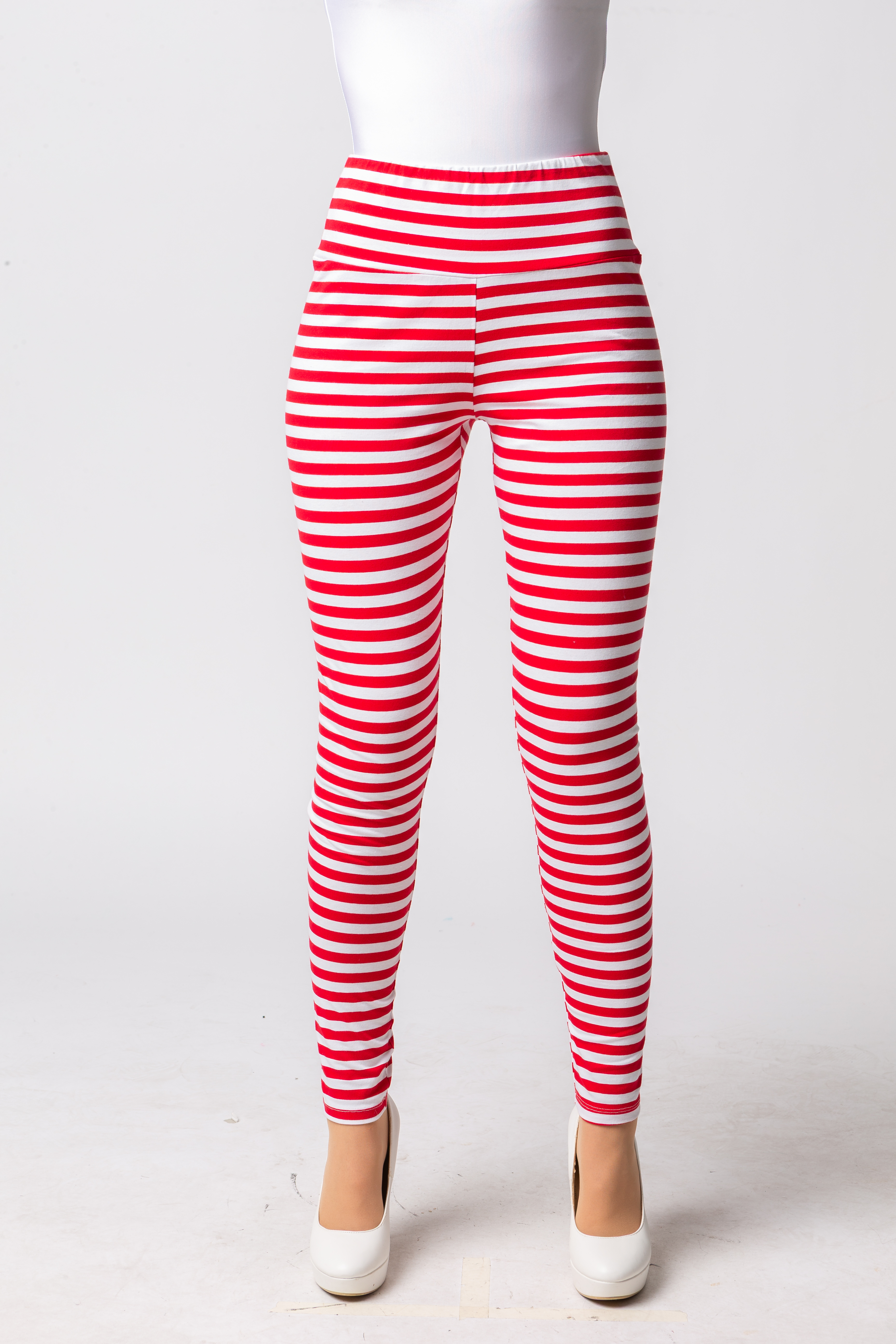 Leggings gestreift, rot/weiß 