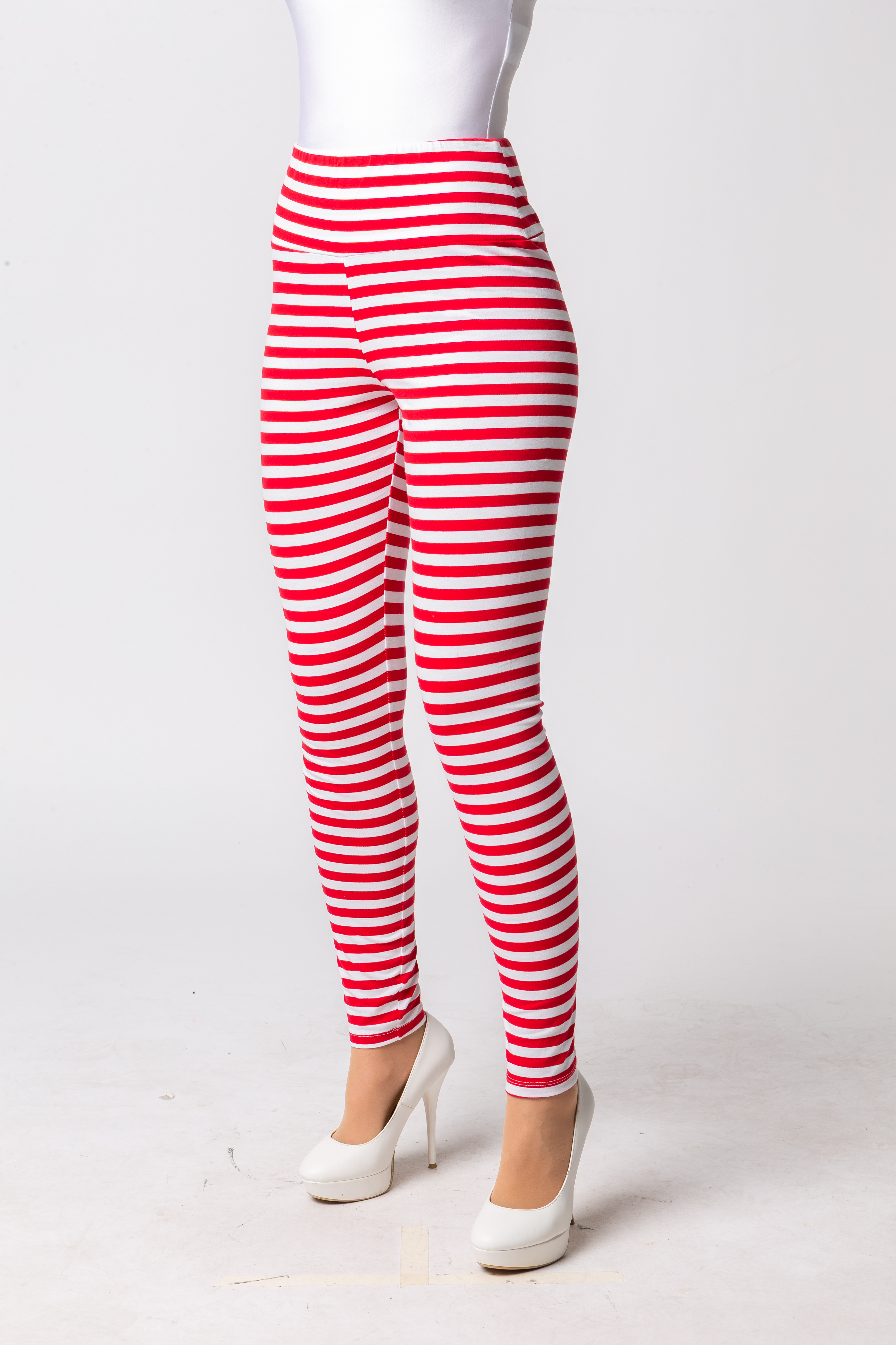 Leggings rayés, rouge/blanc