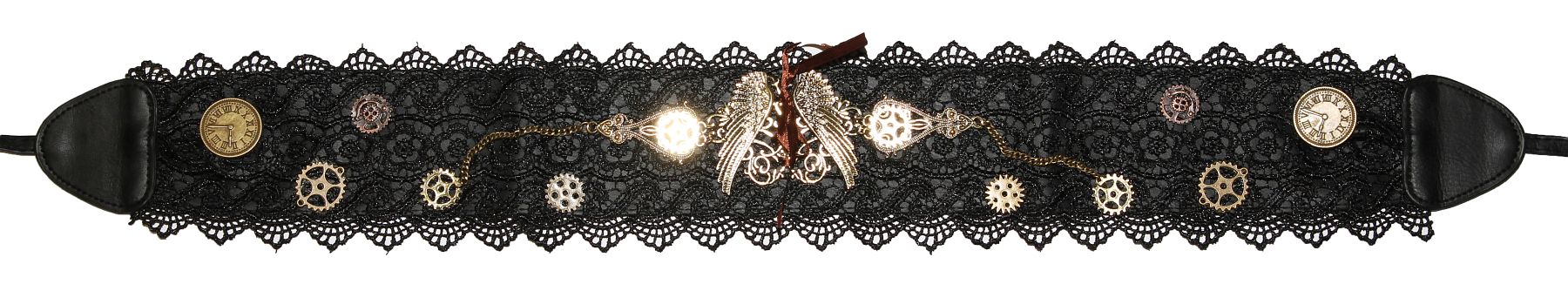 Steampunk belt black with lace