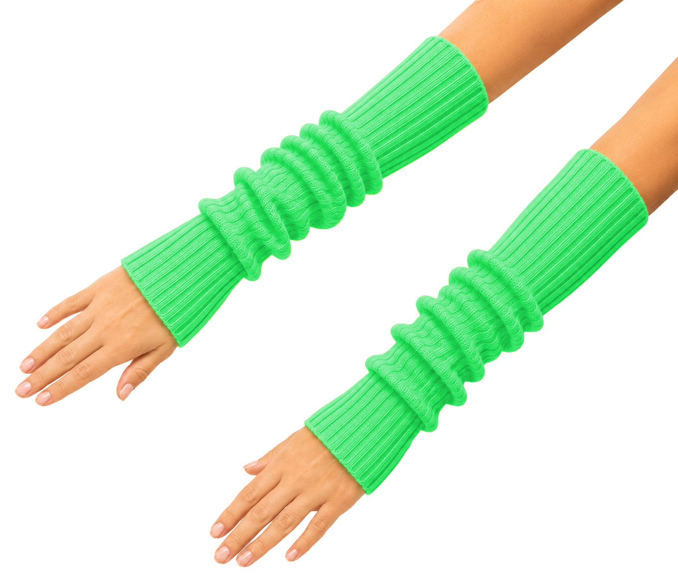 Leg warmers, knitted, 40cm, neon green