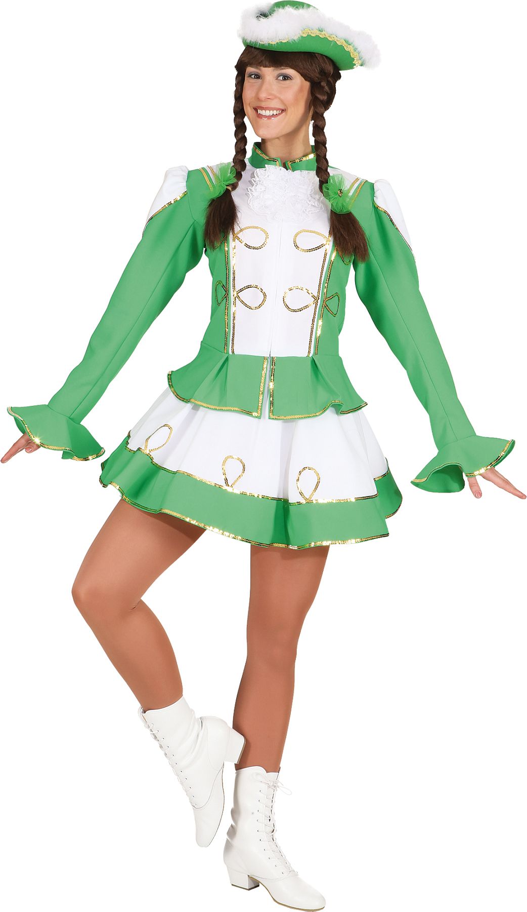 Costume étencielle, vert-blanc à bordure doré