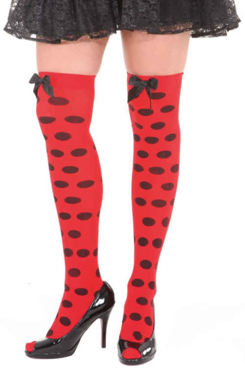 Overknee socks, red/black pointy