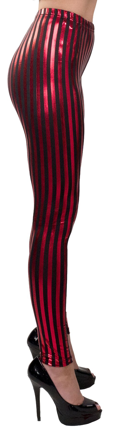 Leggings stripes, red / black