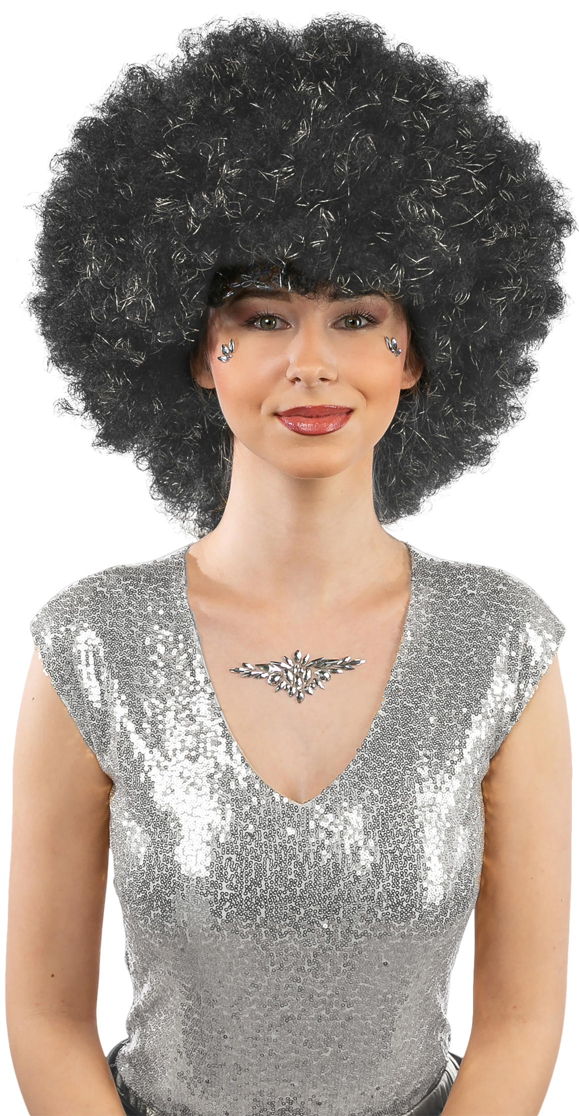 Perücke "Denlow", schwarz-silber