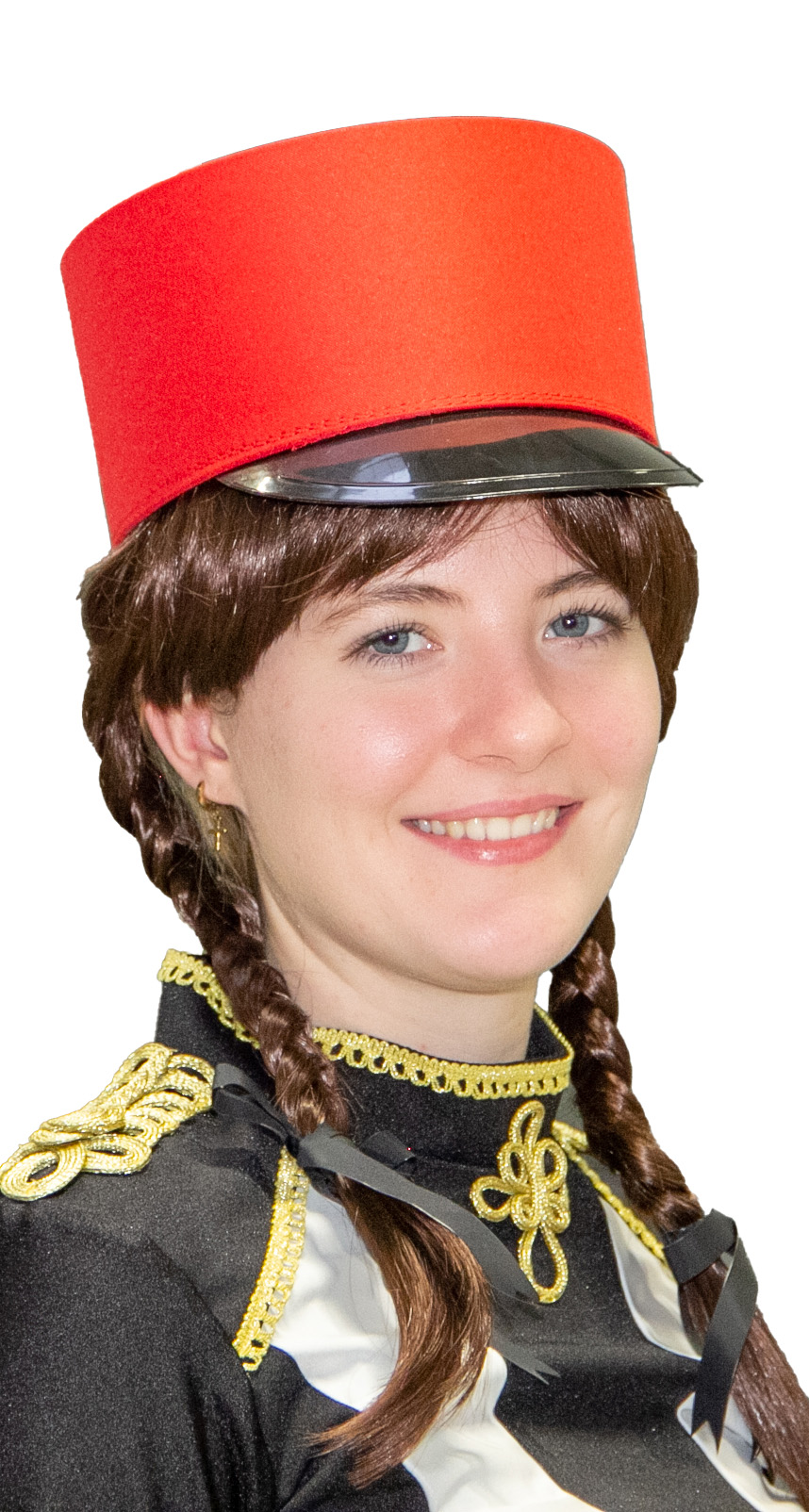 uniform hat with peak, red