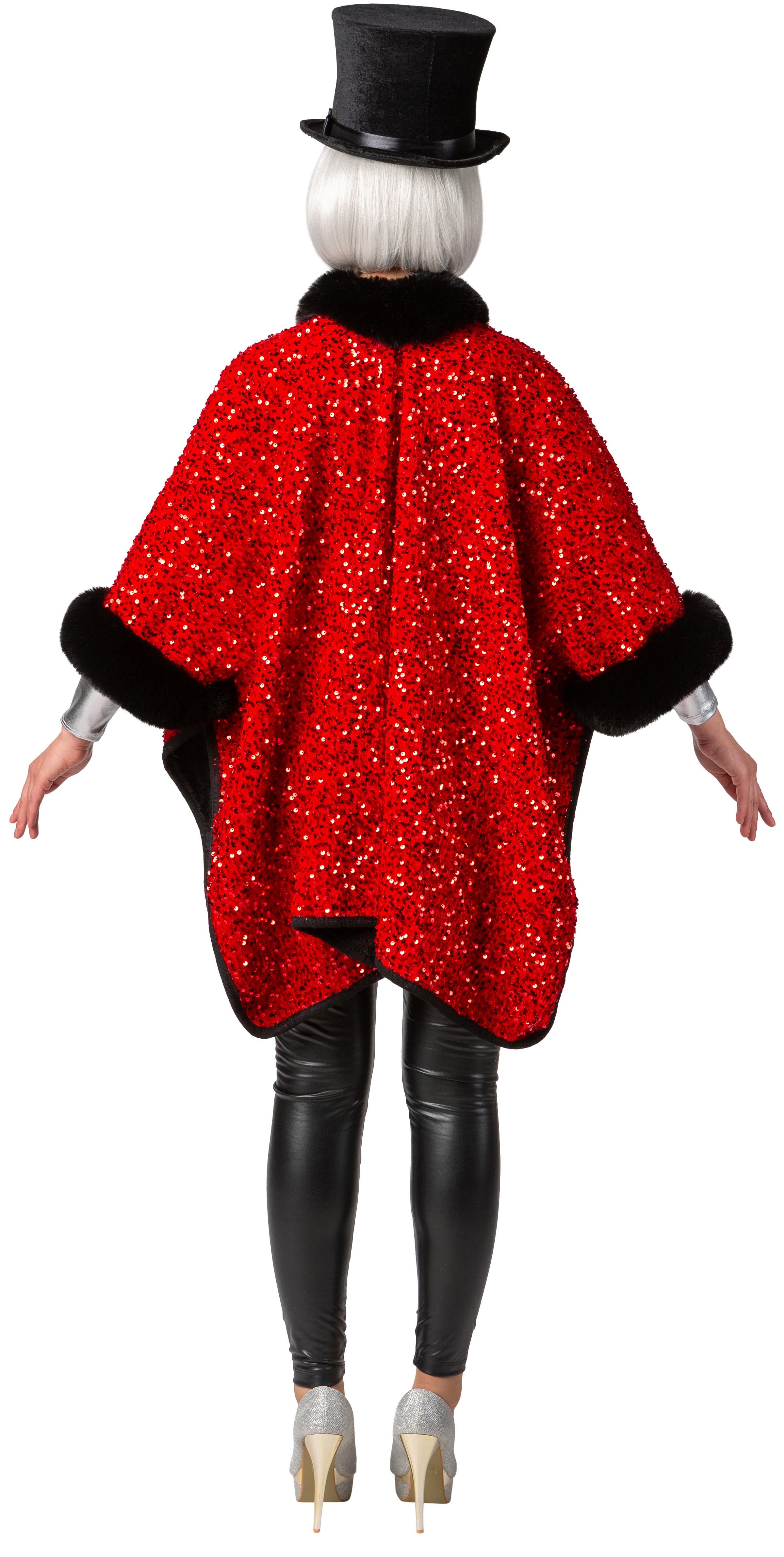 Sequin poncho, red