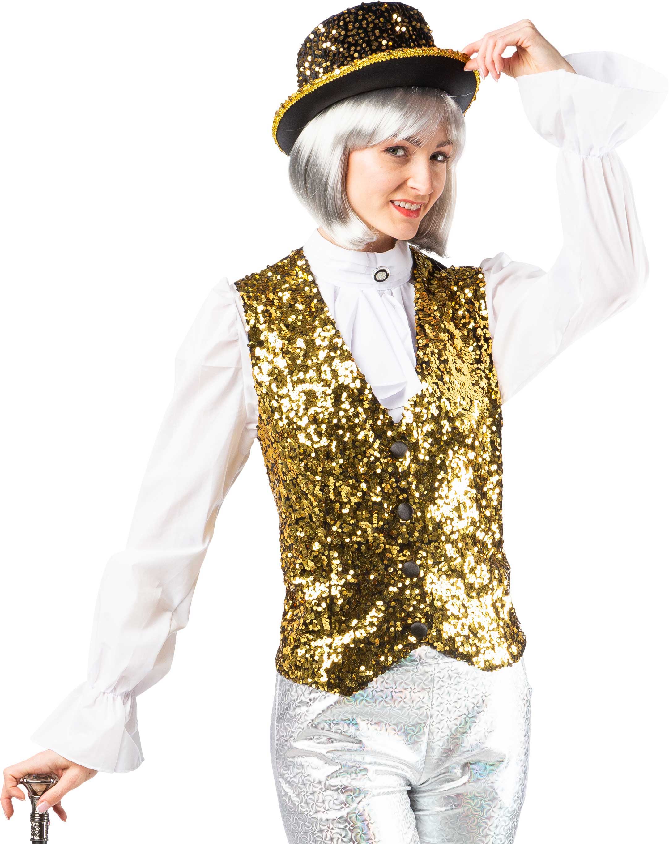 Gilet à paillettes pour femme, doré