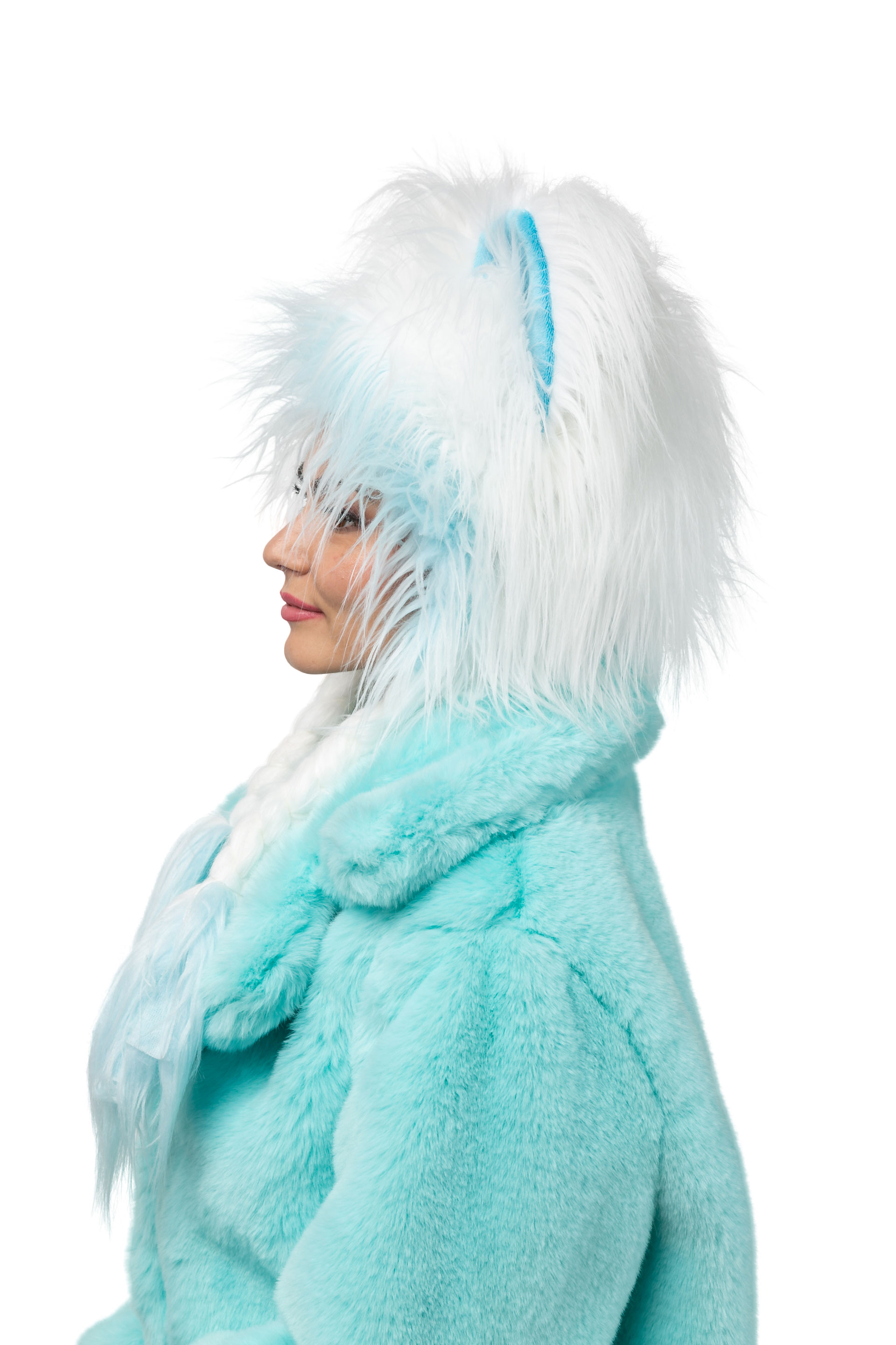 plush hat shaggy, snow fox 