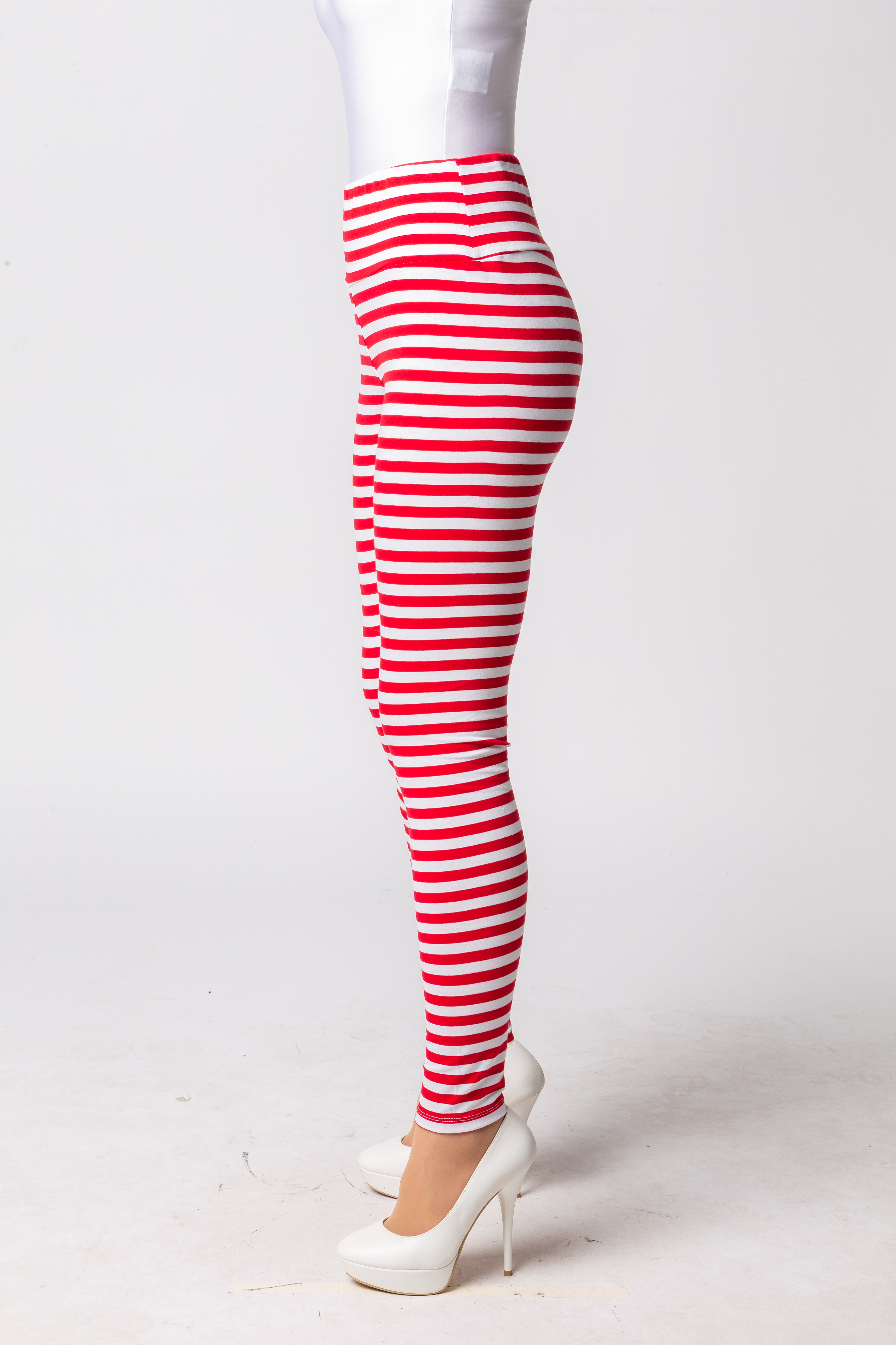 Leggings rayés, rouge/blanc