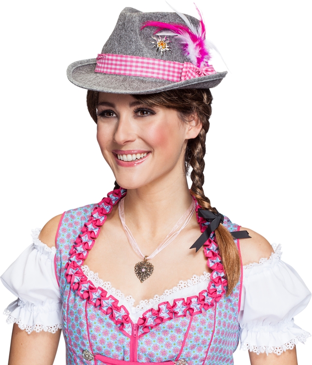 Chapeau bavarois traditionnel, gris-rose 