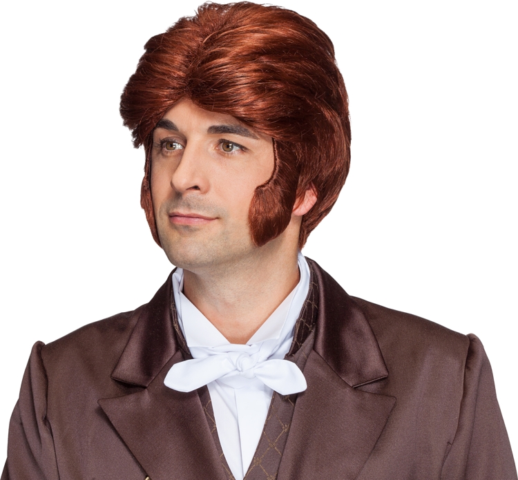 Men's wig with sideburns, red-brown