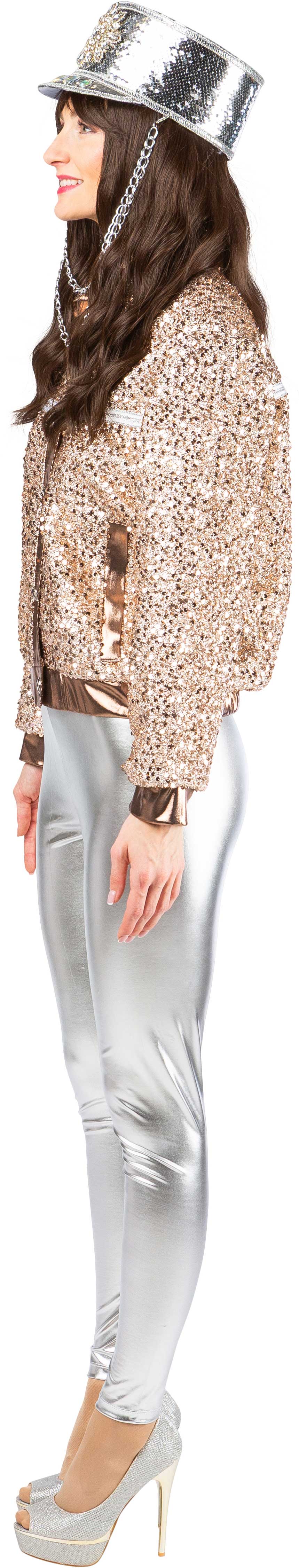 Sequin bomber jacket, champagne