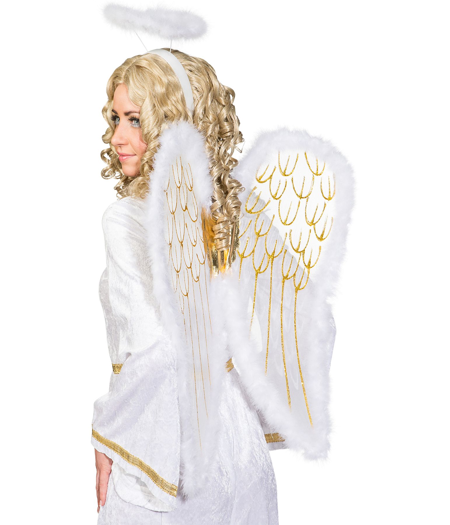 Angel set, white-gold with marabou trim