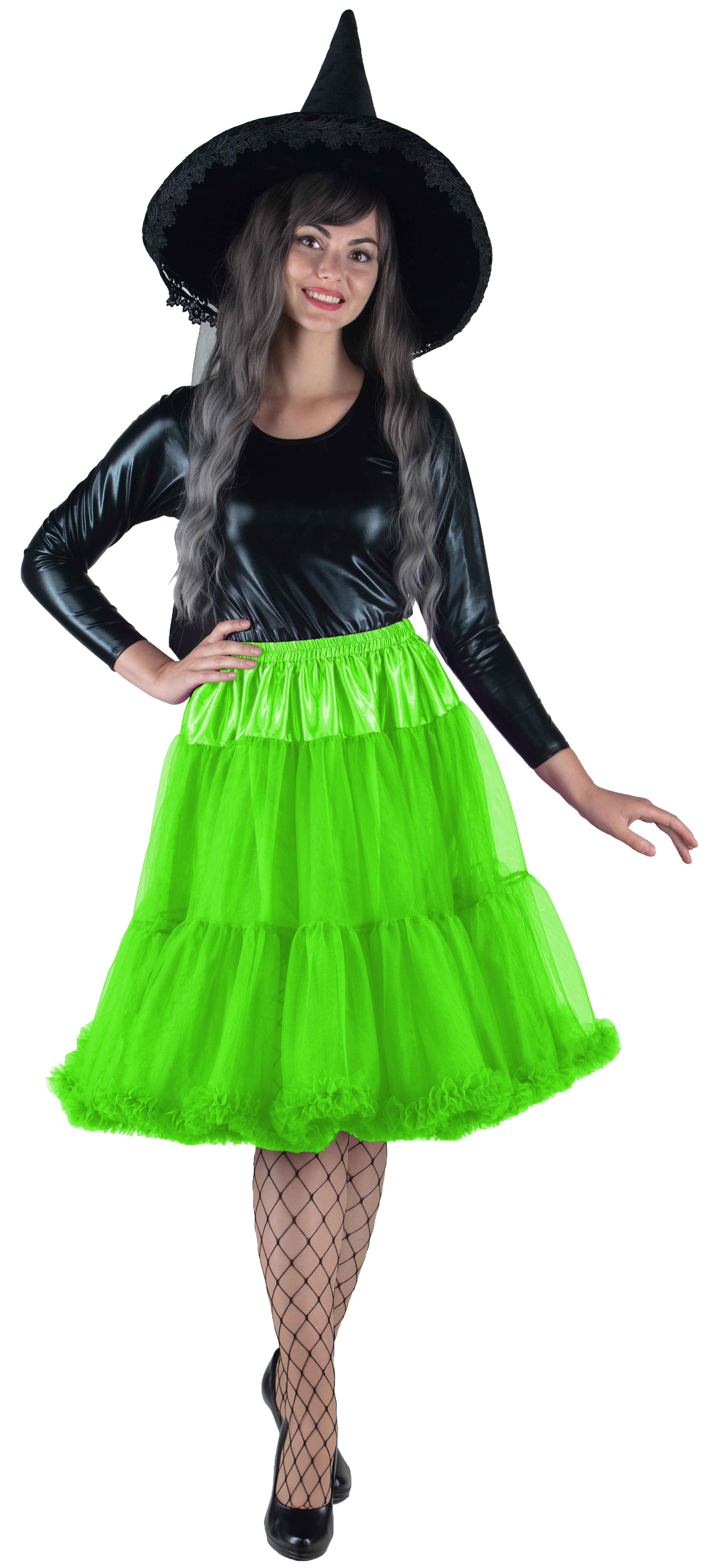 Long tutu with a frill, neon green