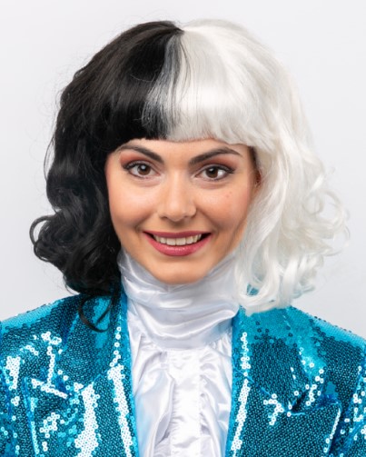 Cruella Perücke, schwarz-weiß