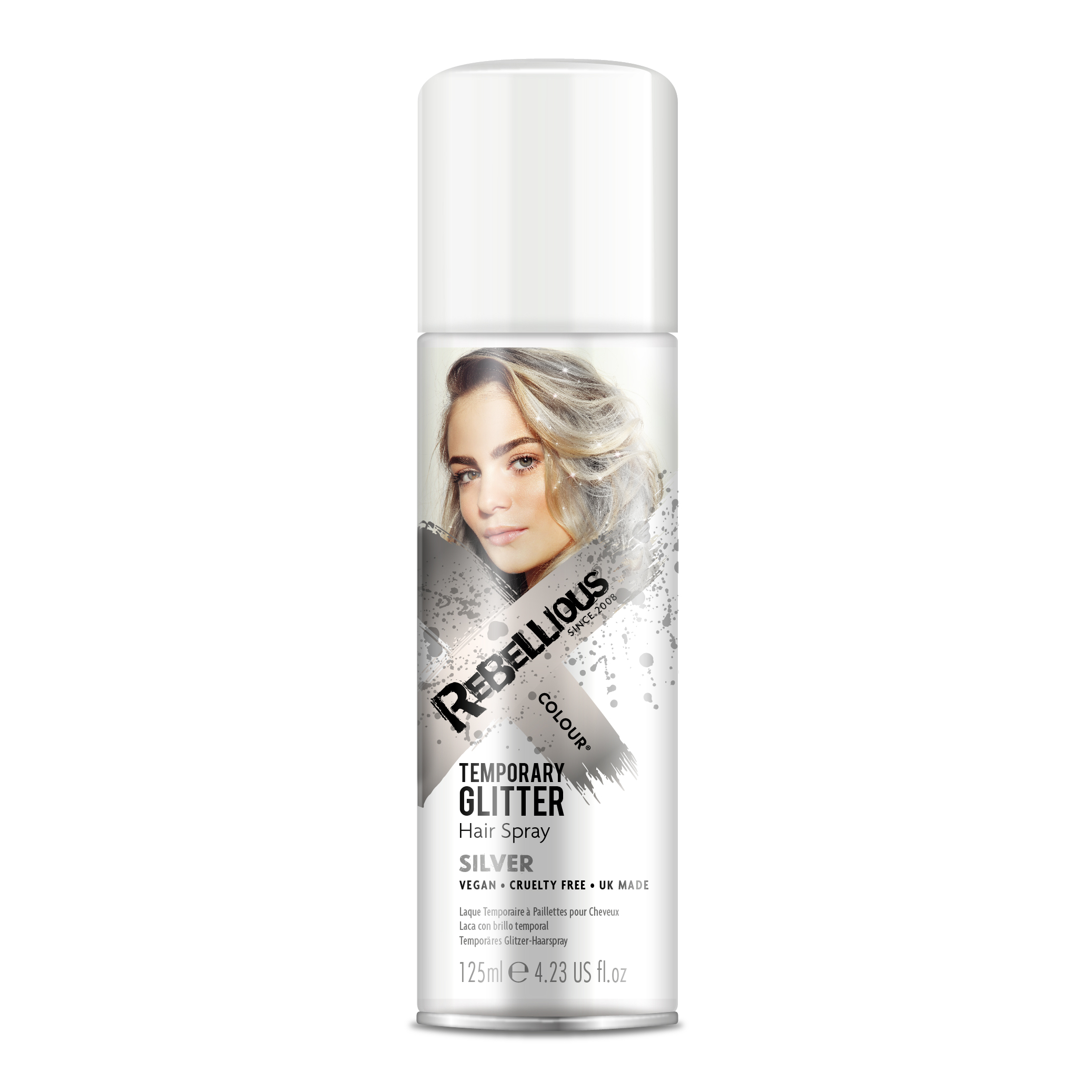 Glitzer Haarspray, silber
