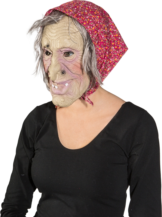 Masque de sorcière avec foulard et cheveux