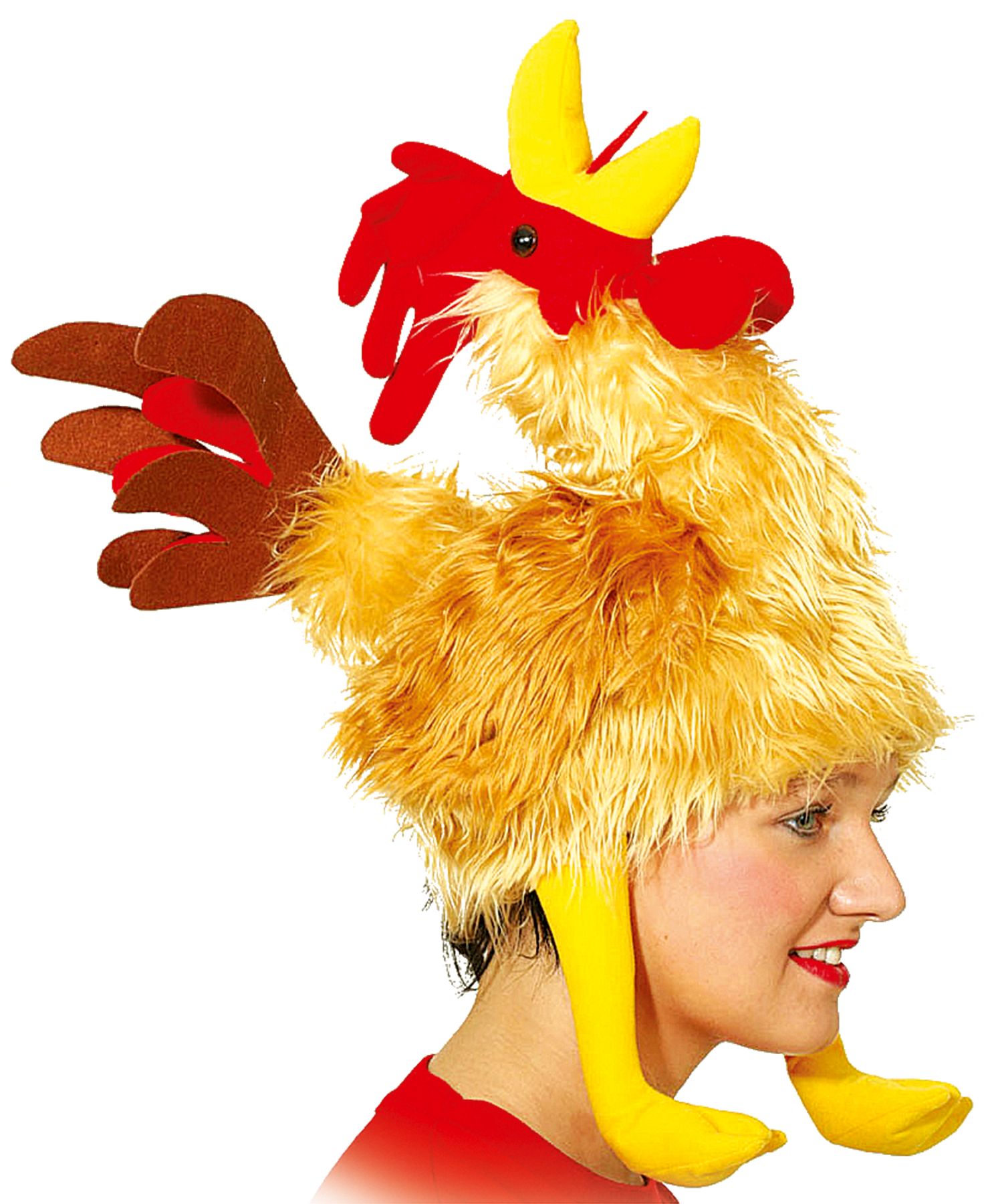 Chapeau en peluche, coq