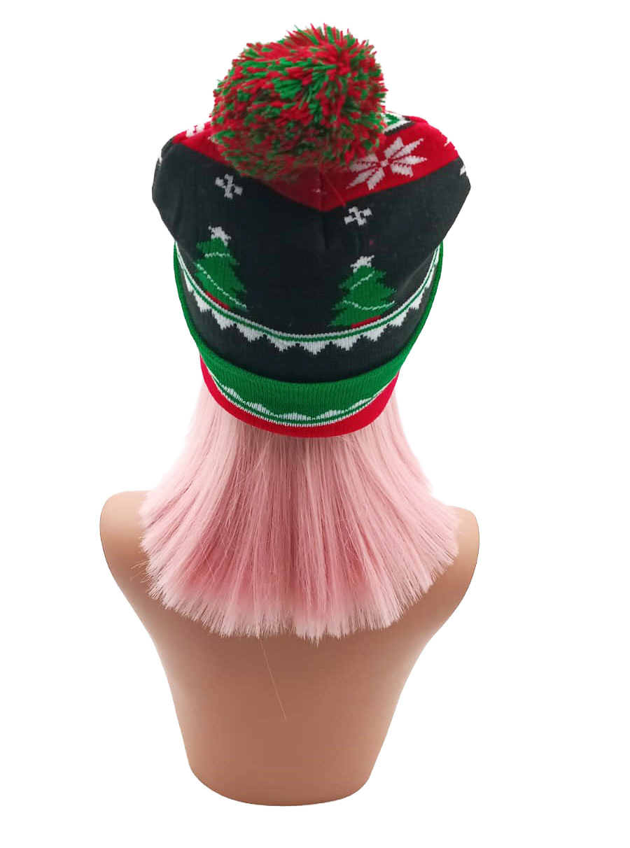 Bonnet à pompon rouge vert