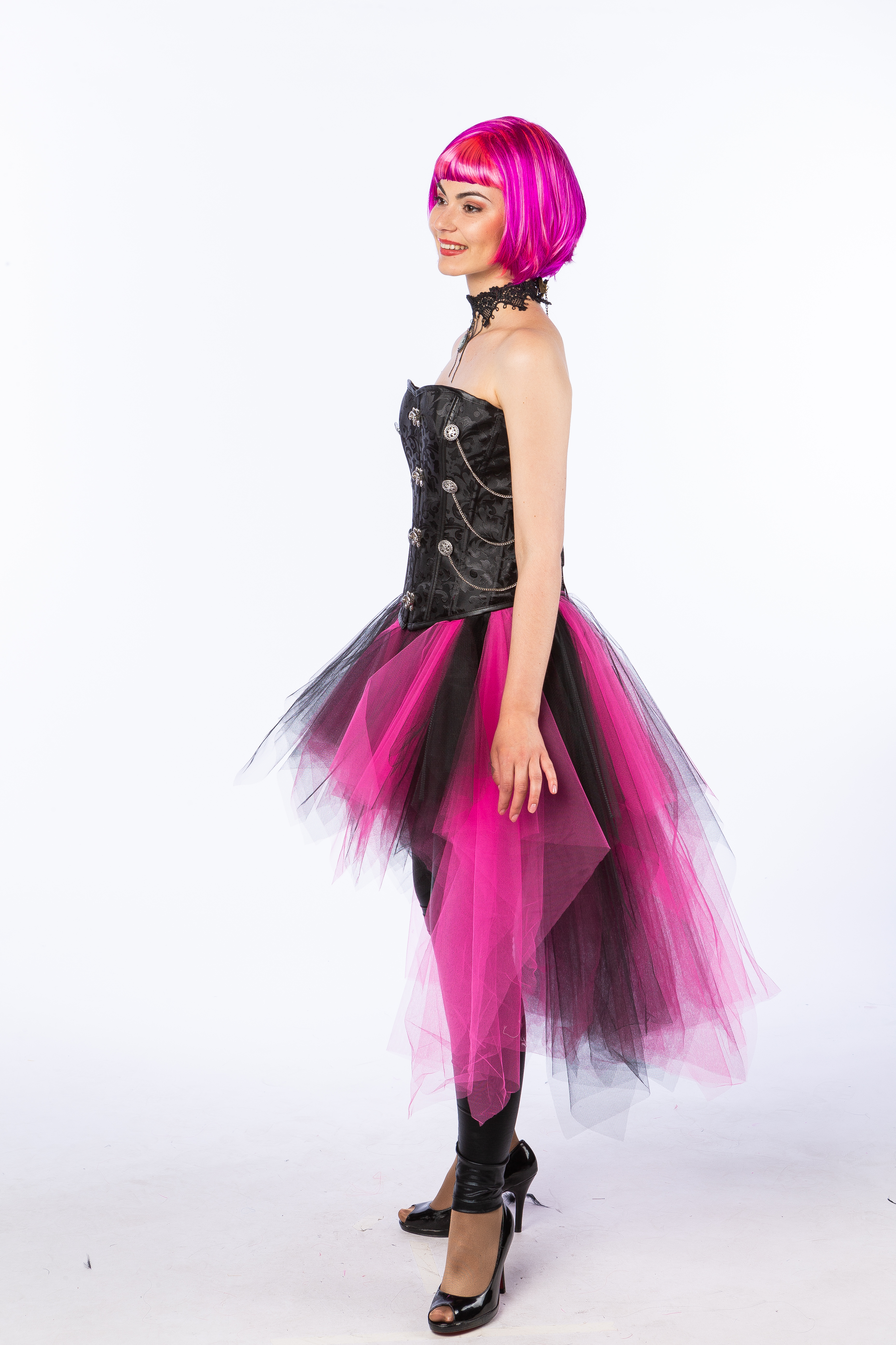 tutu vokuhila, fuchsia/black