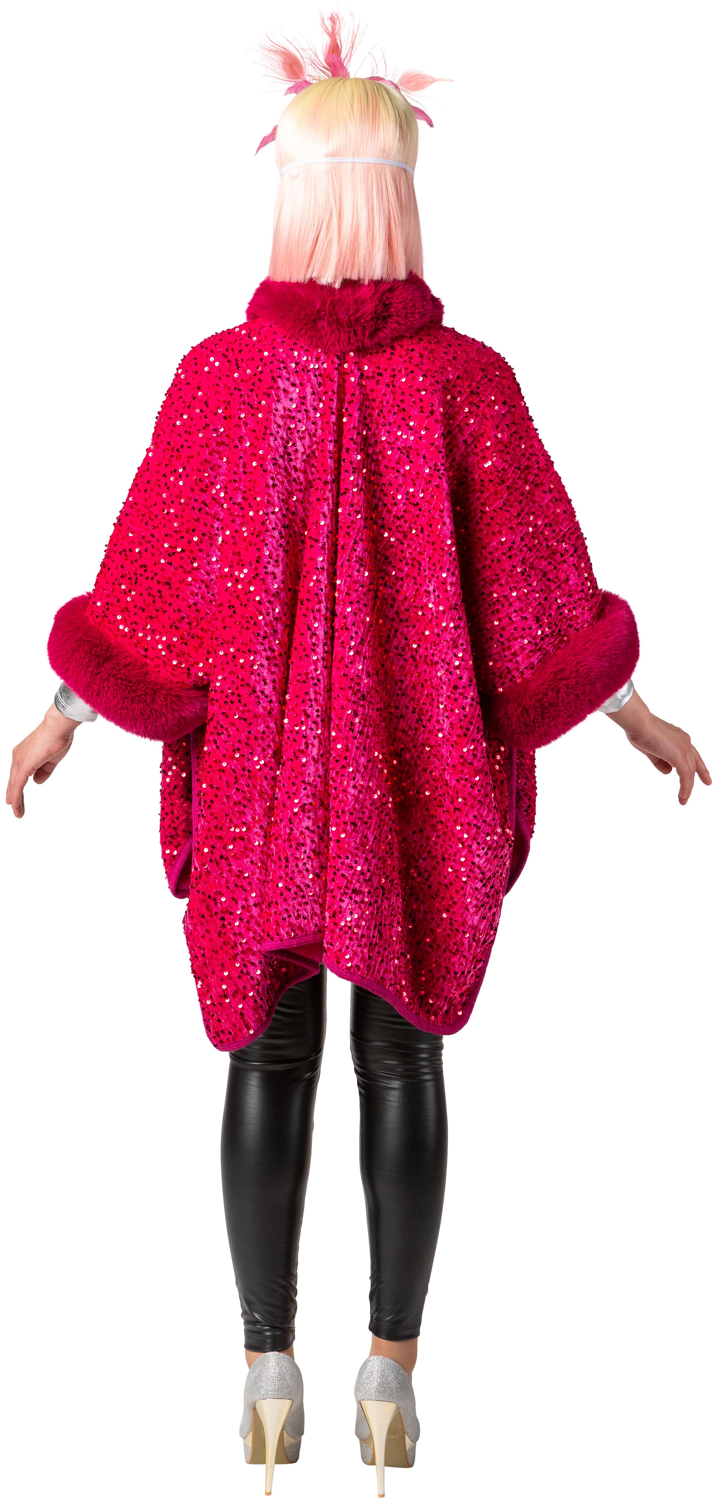 Poncho à paillettes, rose