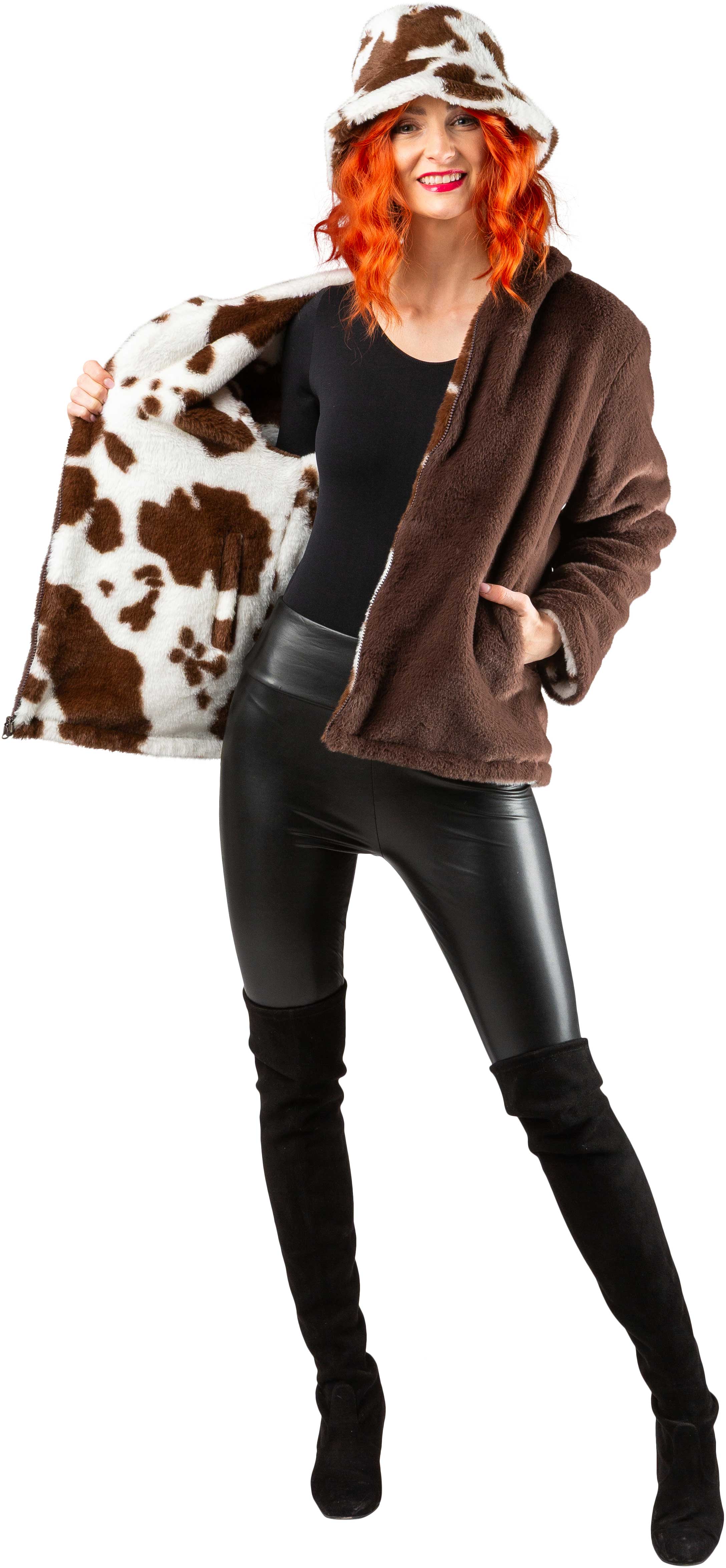 Wendejacke Kuh, braun/weiß