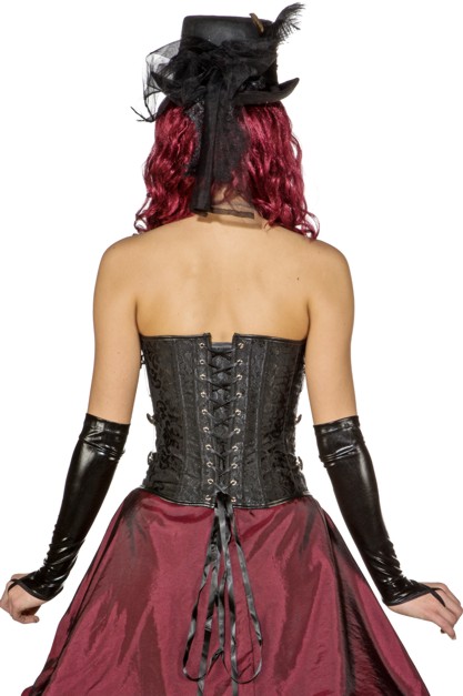 Steampunk corset, silver zipper
