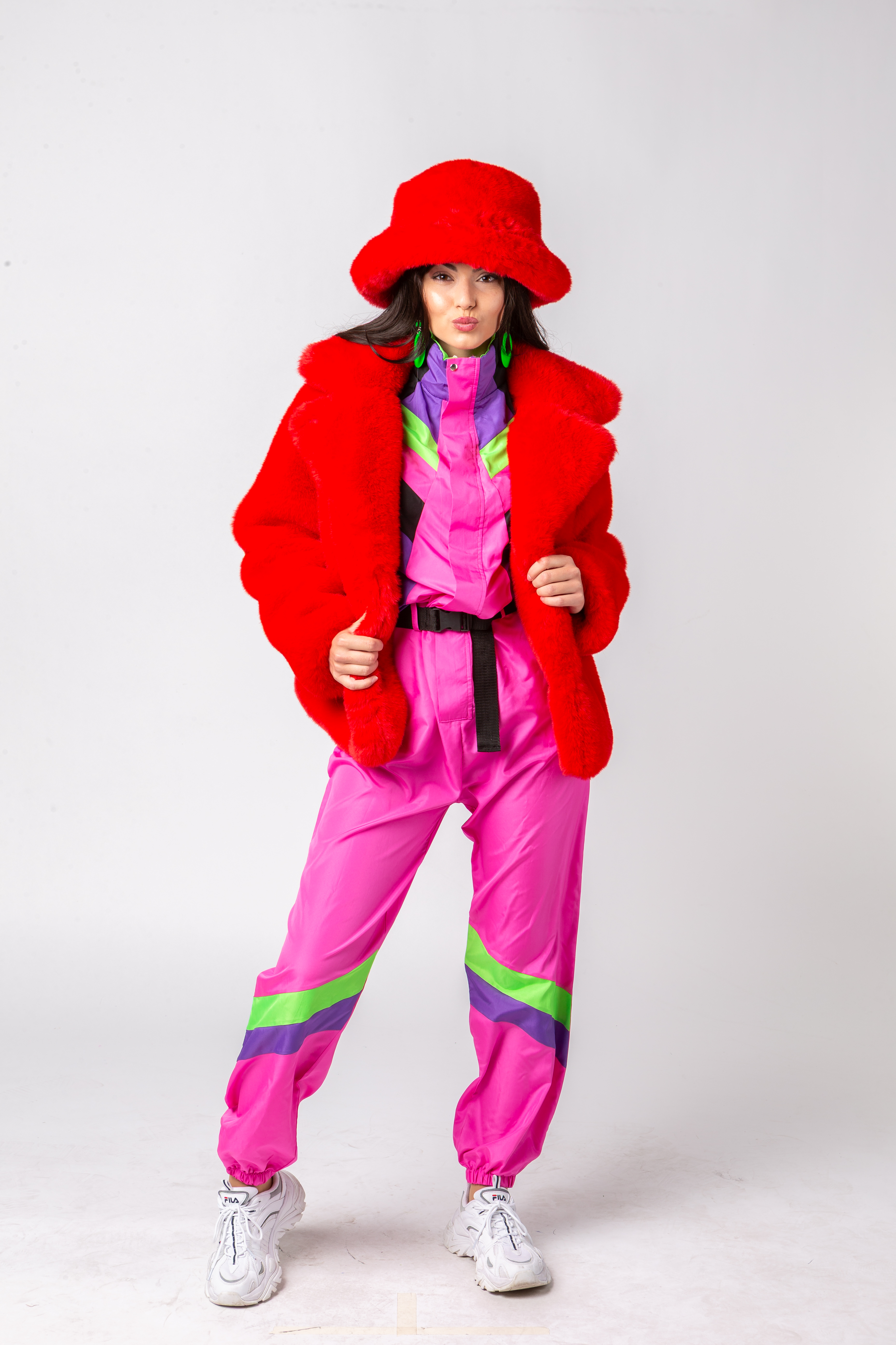 Plush jacket, red