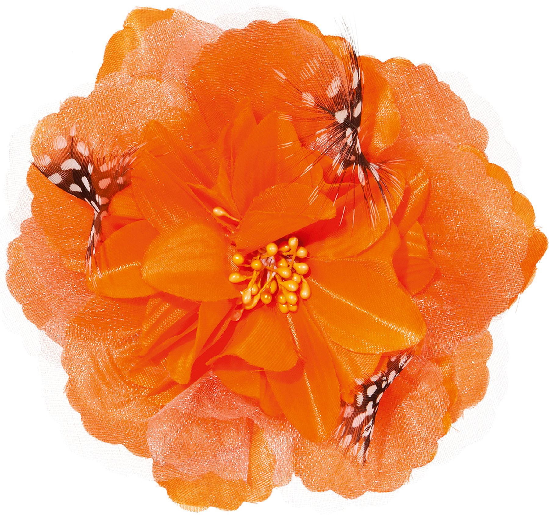 Épingle à fleur, orange à plumes