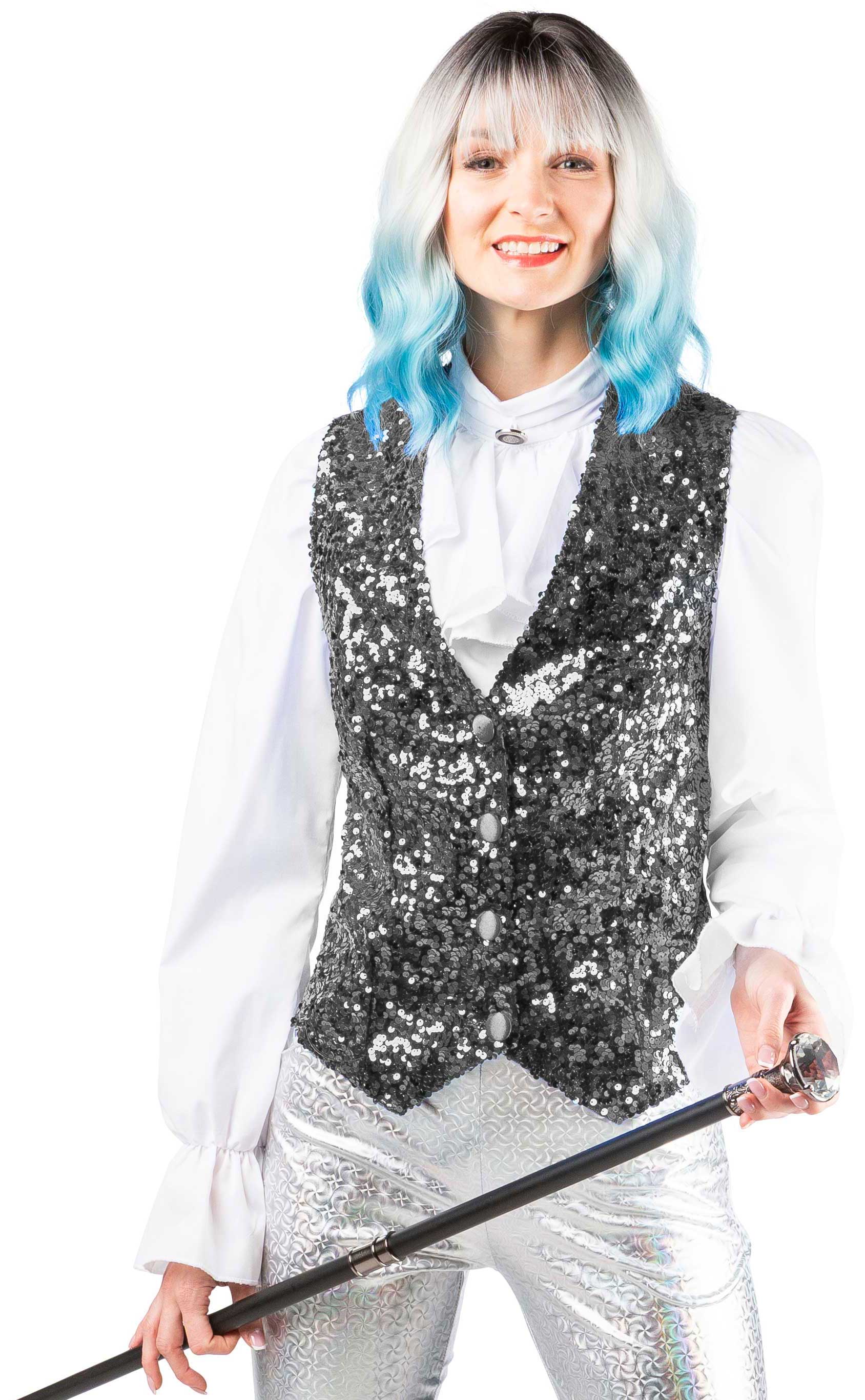 Women's sequinned waistcoat, silver