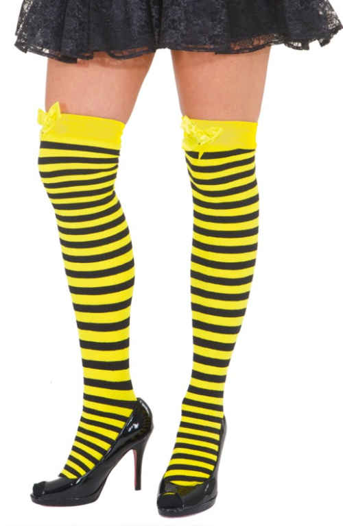 Stripes overknee socks, yellow/black 