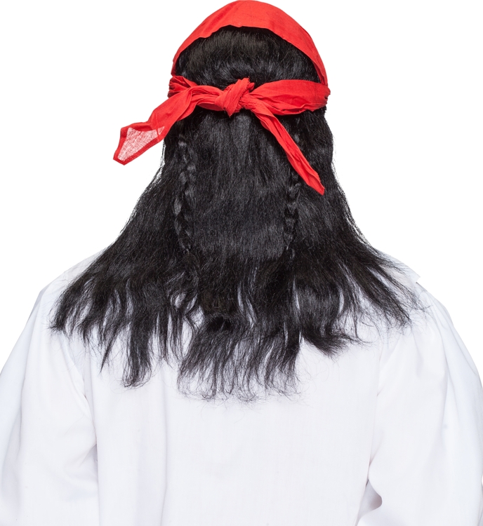 Buccaneer wig with red scarf - Sale