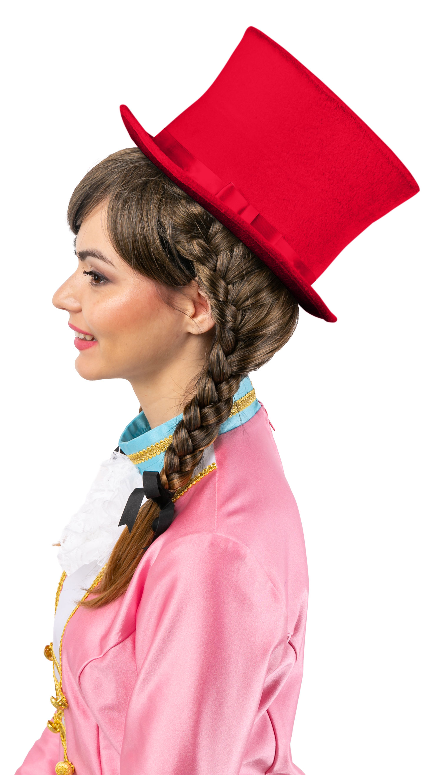 Hat made of red velvet - height 15,5 cm 