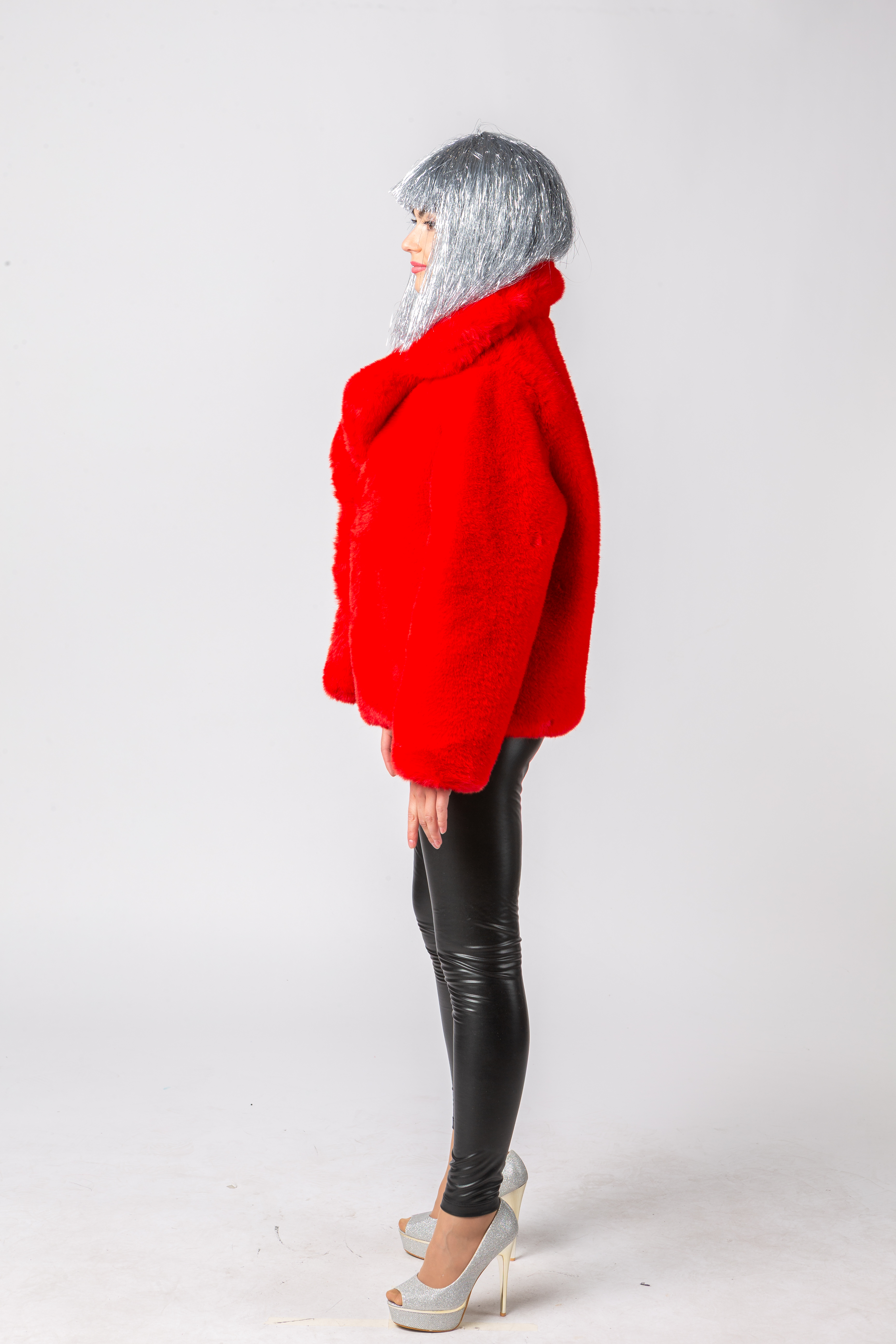 Plush jacket, red