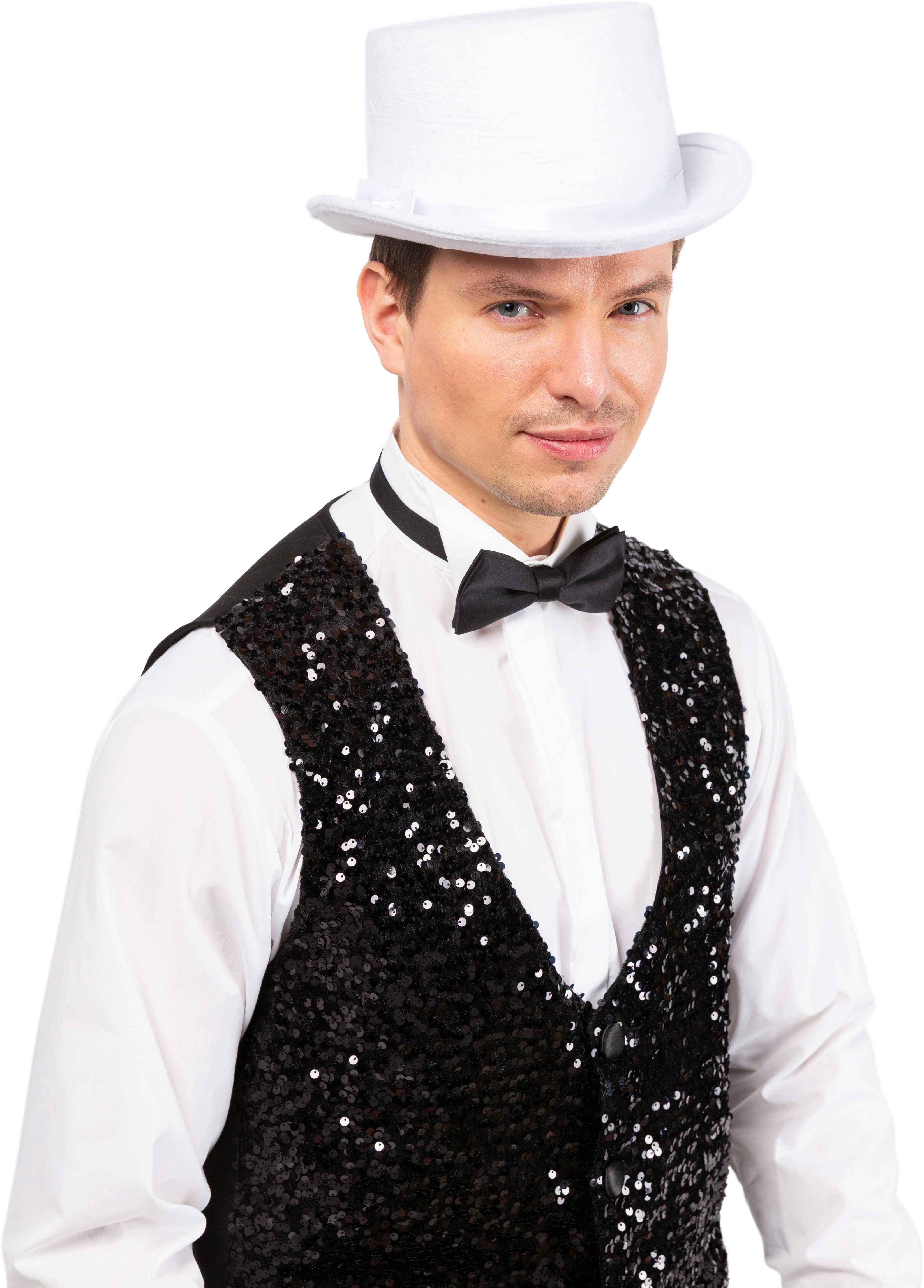 Zylinder Samt flach, weiß