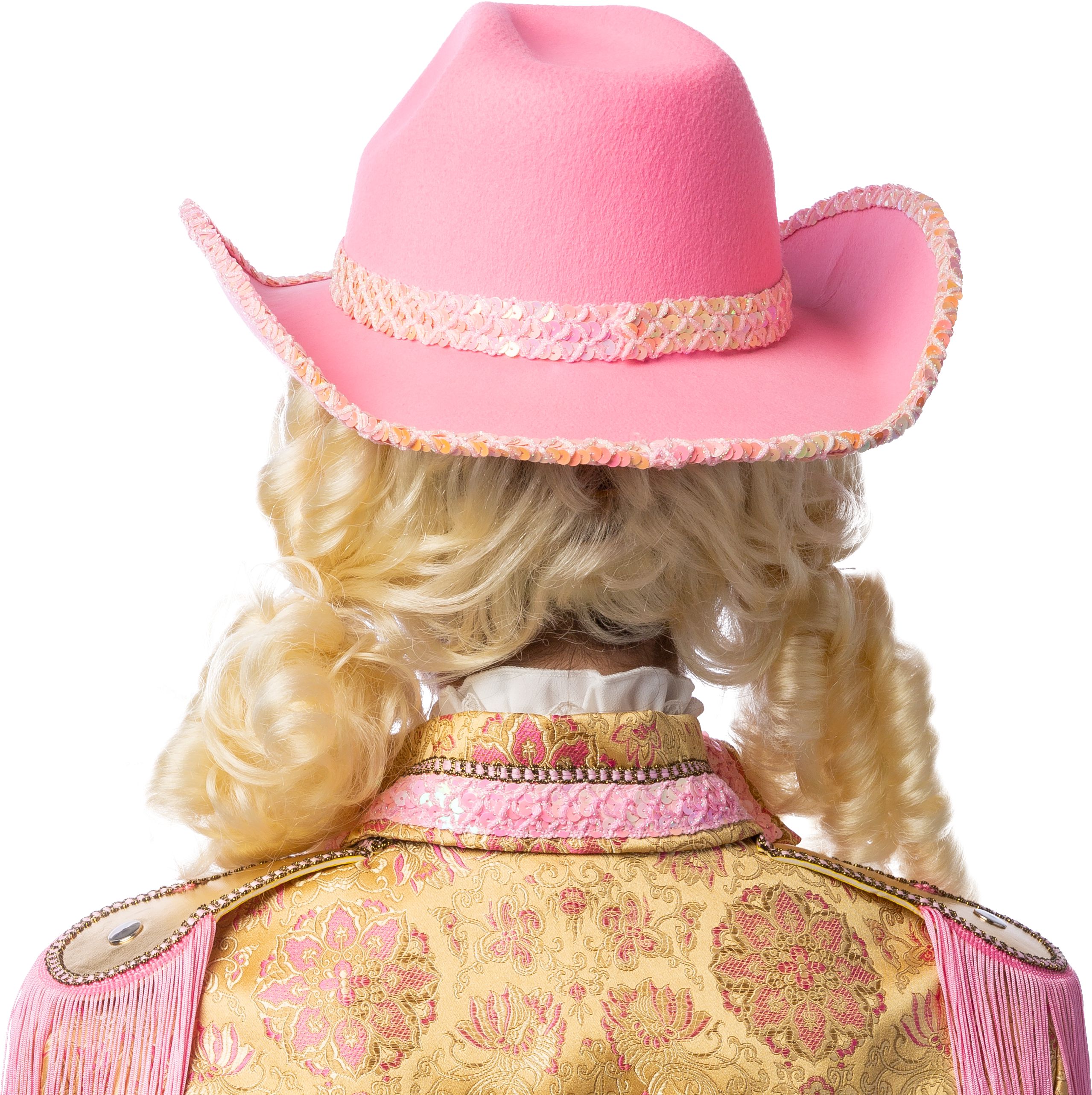 Cowboy hat, pink with sequined ribbon