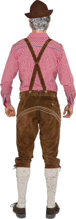 Knee-length leather 3/4 trousers, dark brown 