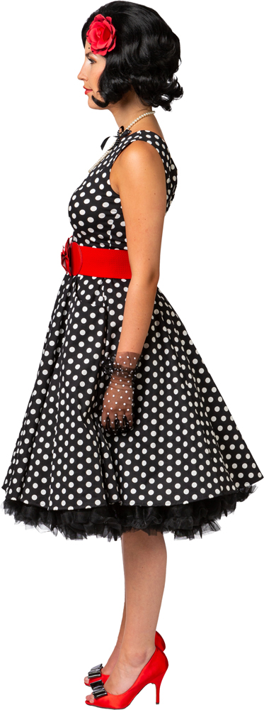 Kleid Rockabilly, schwarz/weiß gepunktet