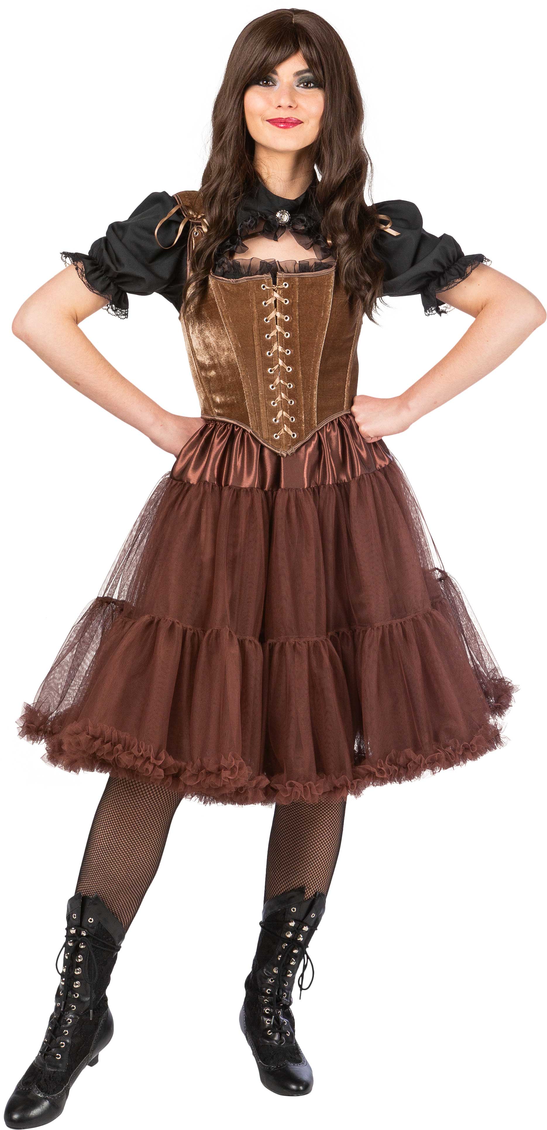 Long tutu with a frill, brown