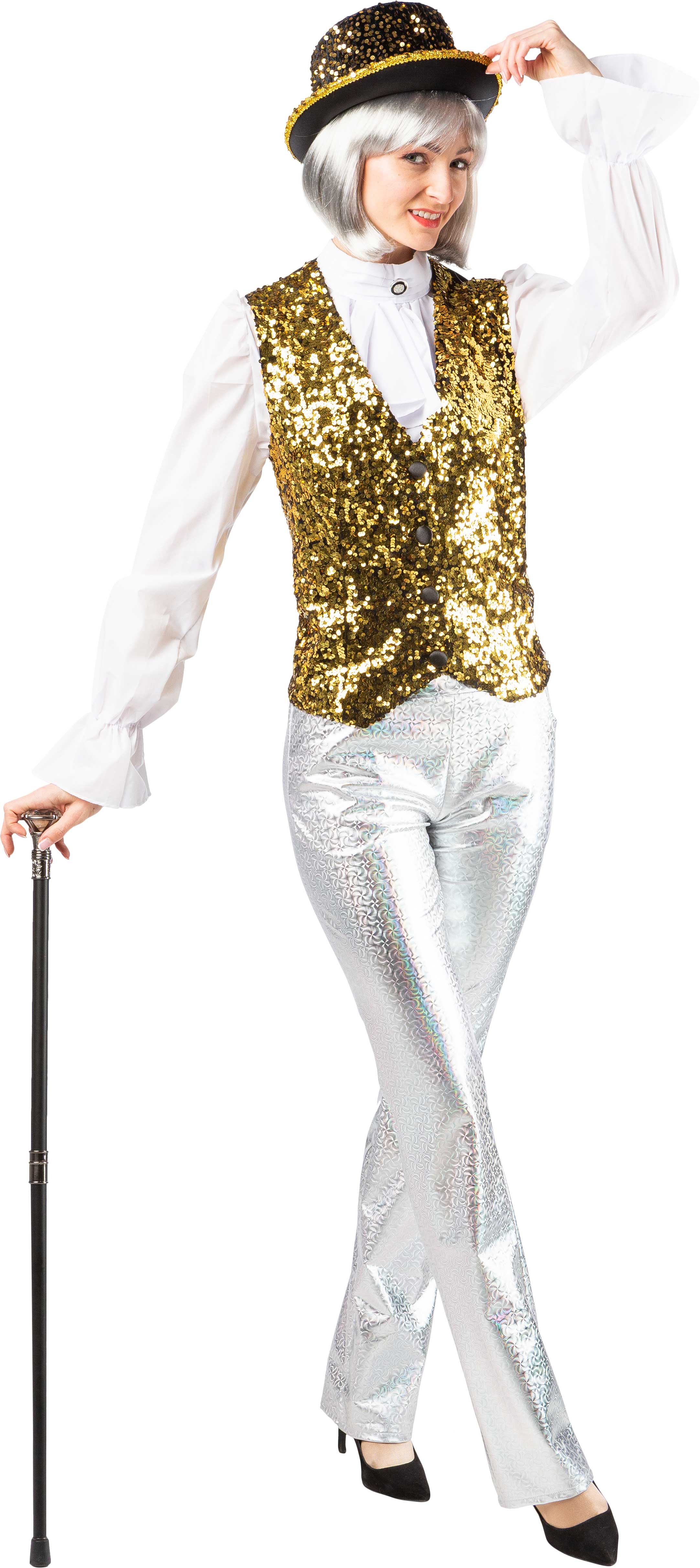 Gilet à paillettes pour femme, doré