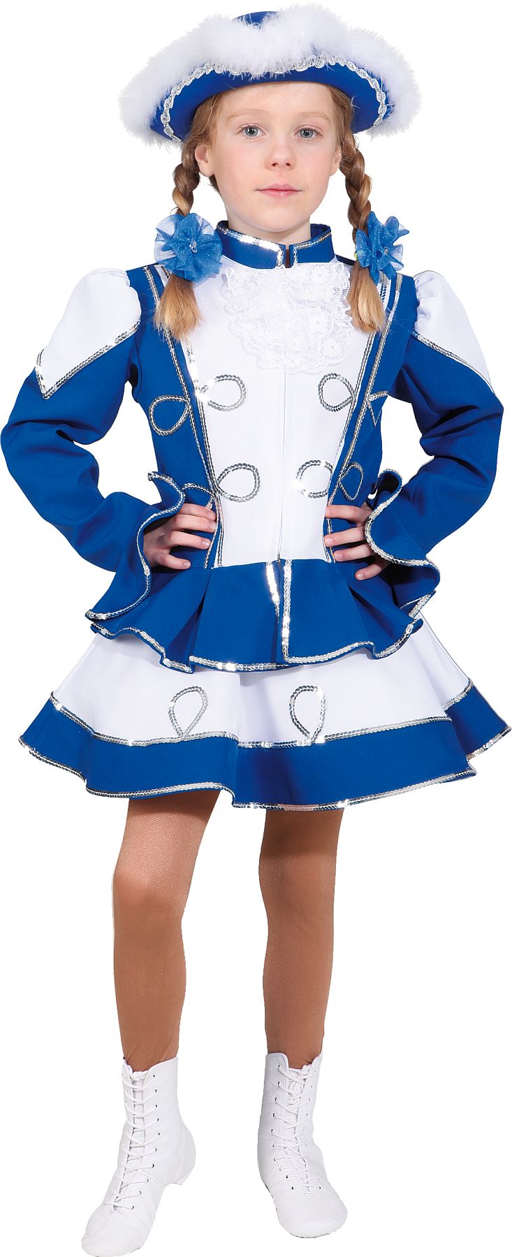 Sparkl costume, blue-white with silver trim