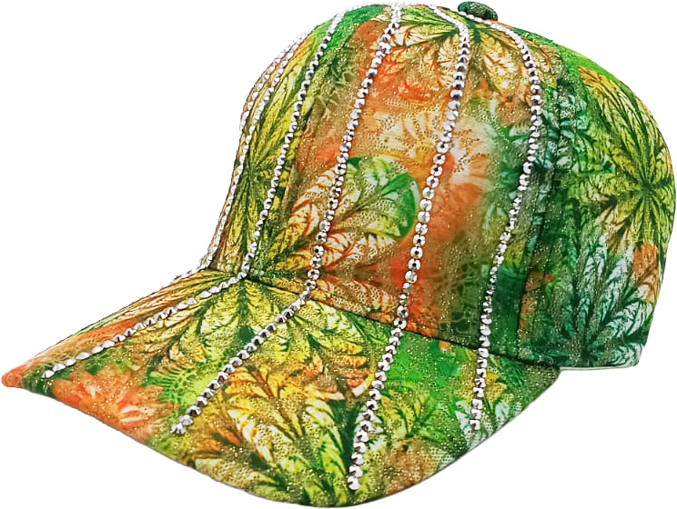 Strass-Kappe, grün, Steine