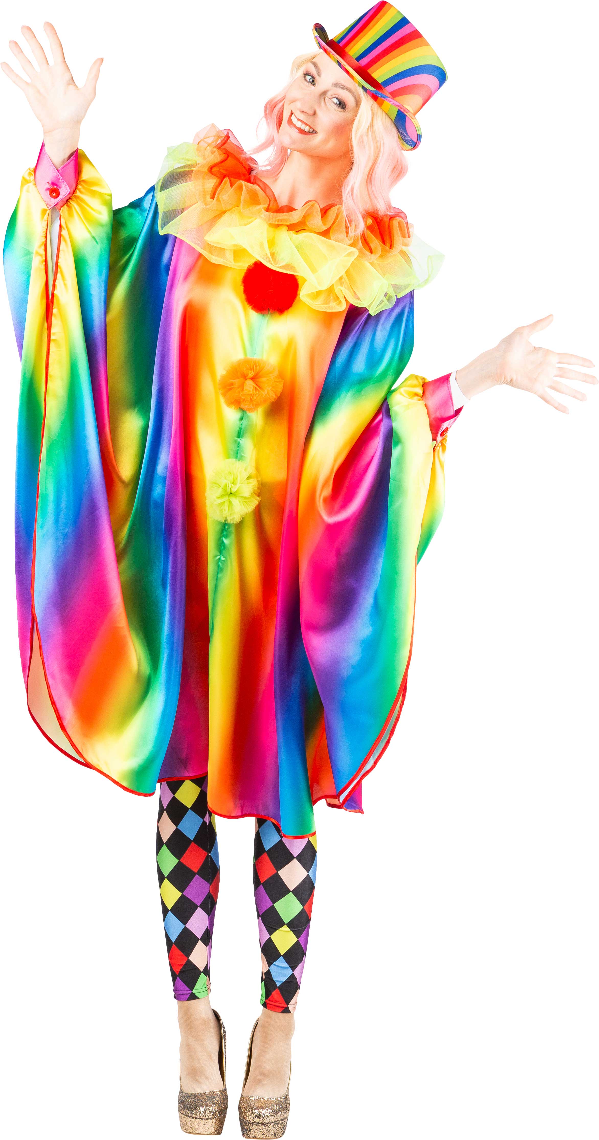 Poncho de clown arc-en-ciel